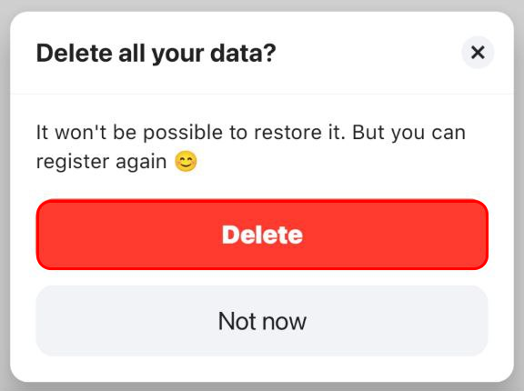 Delete button screen